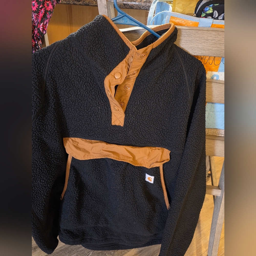 Carhartt Black and Brown Sherpa Pullover Sweater